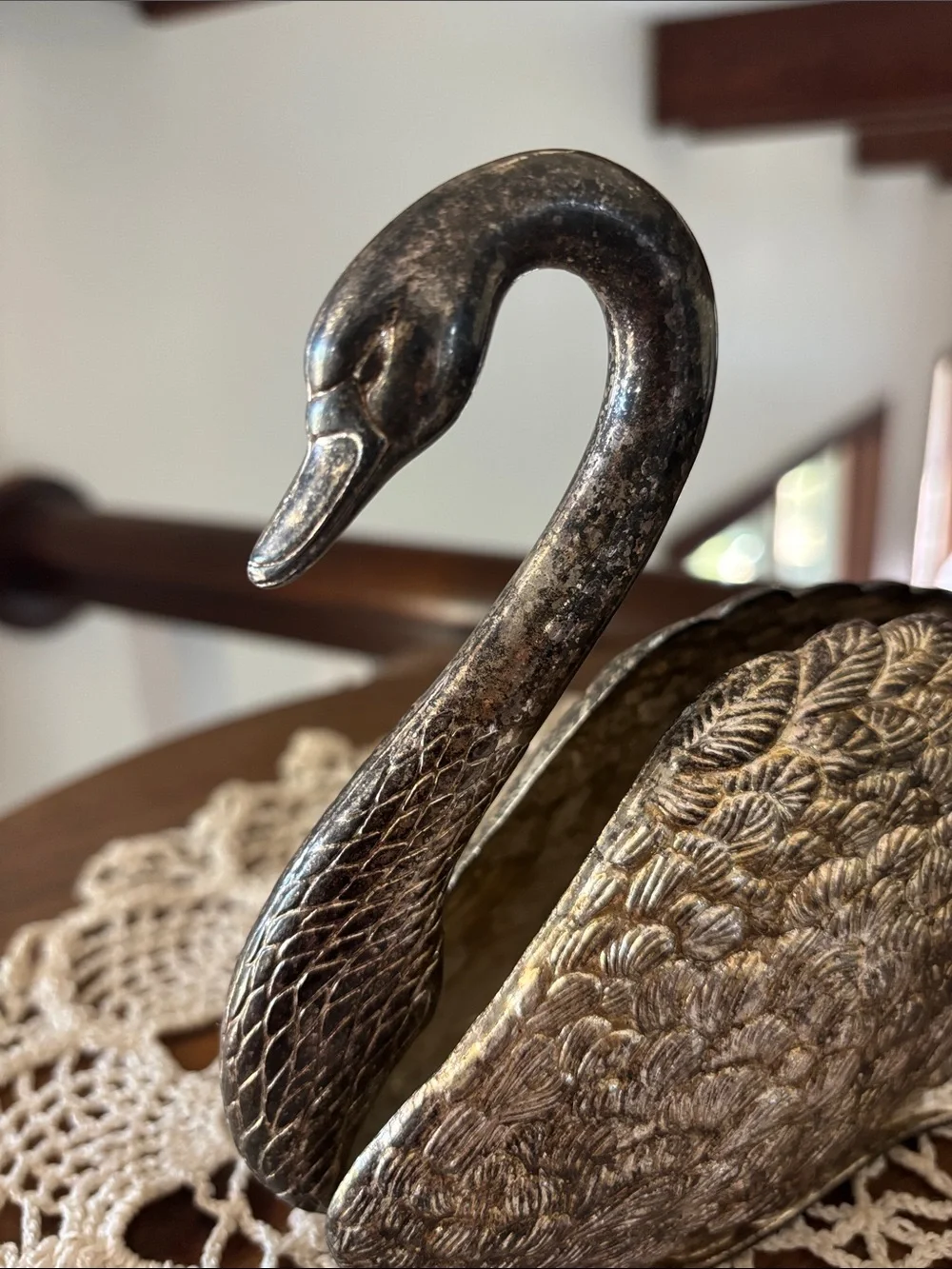 Vintage Godinger Silverplated Swan Figurine Letter Holder Made in Italy 1984